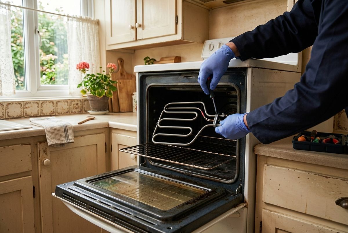 Oven Repair technician at work